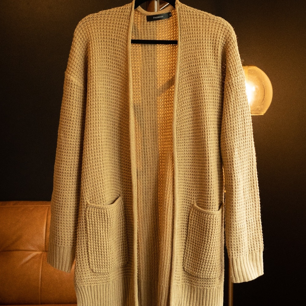 tan knit cardigan